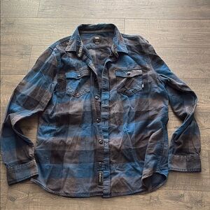 Vans Blue and Black Checkered Shirt
